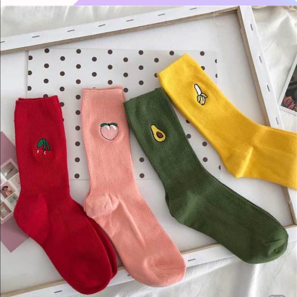 Cute Socks with Little Fruit Emblems!!🍓🍌